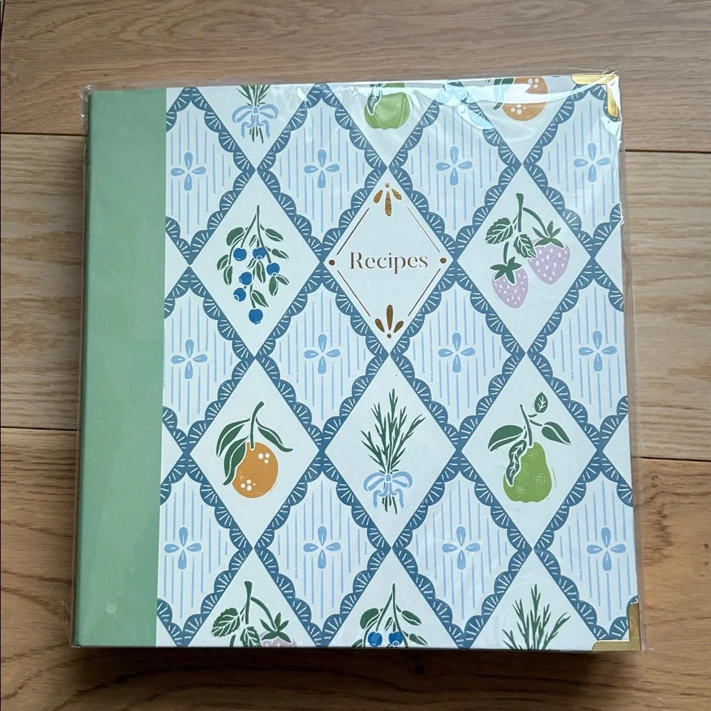 Charming Recipe Book with Green and Blue Pattern